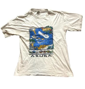 VTG Aruba Shirt Adult Extra Large Ivory Islands of Paradise Atlantic Ocean Map - Picture 1 of 8