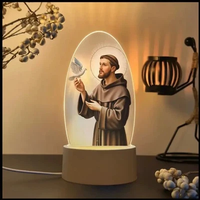3D St Francis of Assi 7.8” LED Lamp With USB Plug Nightlight Luz  San Francisco - Image 1 of 4