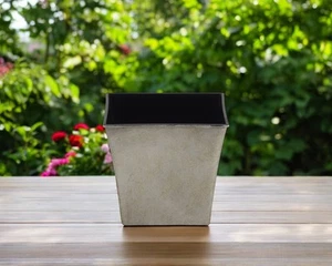 7" Gray Recycled Plastic Indoor Outdoor Square Pot Planter - Picture 1 of 5