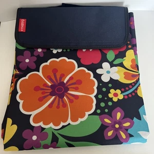 Oddballs Waterproof Travel Blanket Picnic Folding Beach Kids Navy Blue Floral - Picture 1 of 3