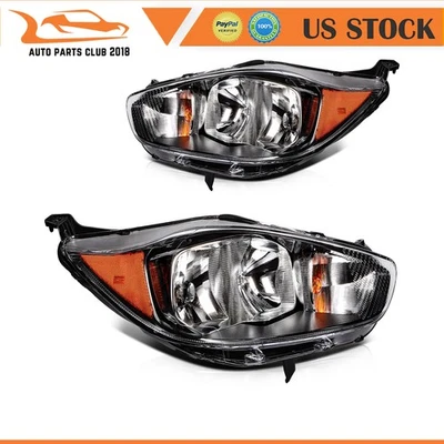 For Ford Fiesta 2014-2018 Black Housing Headlights Assembly Pair Headlamps L+R - Image 1 of 4