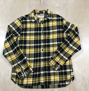 Caterpillar Men’s Flannel Shirt Yellow/Black Plaid Size M Button Up Long Sleeve - Picture 1 of 6