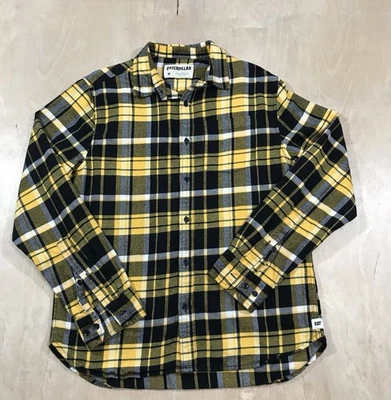 Caterpillar Men’s Flannel Shirt Yellow/Black Plaid Size M Button Up Long Sleeve - Image 1 of 4