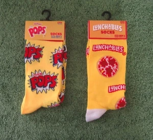 2 Pair Decorative Crew Socks Mens Size 6-12 CORN POPS, LUNCHABLES - Picture 1 of 2