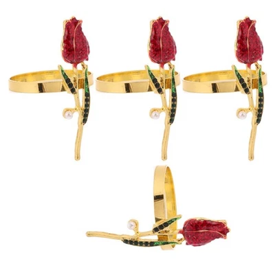  4 Pcs Porta Tovaglioli Oro Anelli Portatovaglioli Da Tovagliolo Per Le Vacanze - Immagine 1 di 4