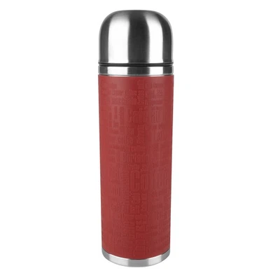 Emsa 515715 Senator Safe Loc silicone sleeve insulated flask, 1.0 litres, red 1  - Image 1 of 4