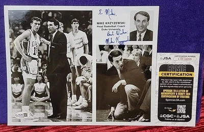 DUKE Basketball Mike Krzyzewski NCAA Coach Autograph Auto singed 8x10 JSA COA - Image 1 of 4