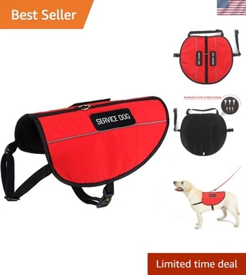 XL Red Service Dog Vest with Reflective Straps & 2 Removable Patches - Image 1 of 4