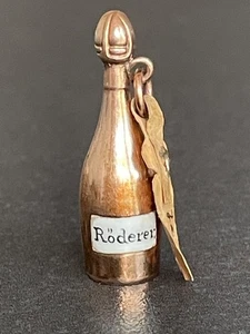 Botella de champán miniatura "Röderer" - Colgante de plata 900, dorado - Imagen 1 de 10