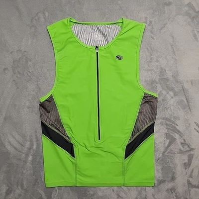 Pullover Sugoi RPM Tri Tank Grande Verde 3/4 Cremallera Rendimiento Ciclismo Triatlón  Foto 1 de 4