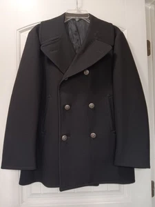 Vintage US Navy Enlisted Wool Overcoat Pea Coat Black 40S Military Vi-Mil Inc  - Bild 1 von 12