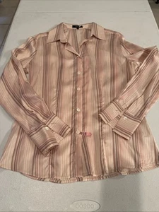 Zanella Silk Pink Striped Blouse - Collared - Made in Italy - Size 10 - EUC - Picture 1 of 10
