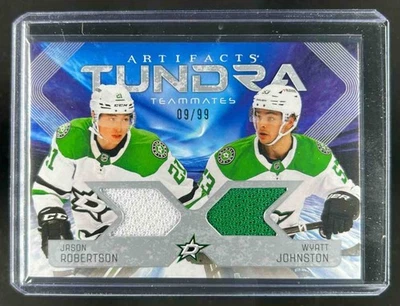 2025-26 UD Artifacts Wyatt Johnston Jason Robertson Tundra Teammates Jersey #/99 - Image 1 of 2