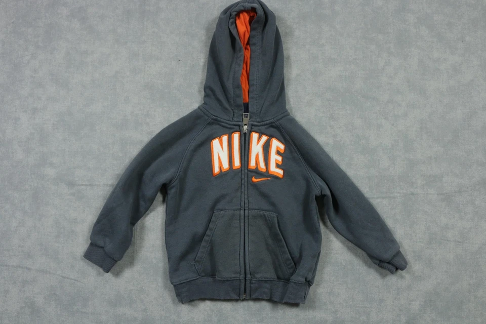 Nike Bebé Sudadera con Capucha Chaqueta 18M Gris Naranja Cremallera Sudadera con Capucha Vellón Logo Foto 1 de 4