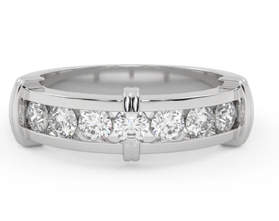 Anillo de boda de compromiso de oro blanco de 14 k con diamantes redondos cultivados en laboratorio VS FG de 1,0 quilates Foto 1 de 4