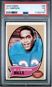 O.J SIMPSON 1970 TOPPS RC ROOKIE BUFFALO BILLS #90 PSA 3 HEISMAN TROPHY WINNER - Picture 1 of 2