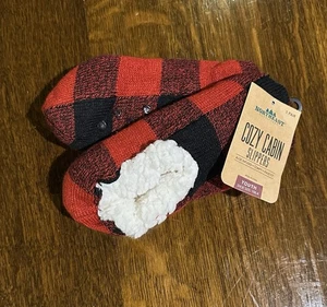 Northeast Outfitters Jugend gemütliche Hüttenhausschuhe rot schwarz Büffel kariert Sherpa - Bild 1 von 3