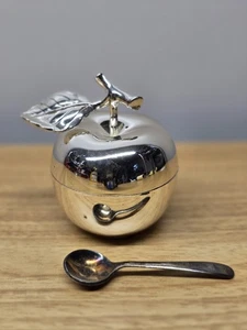 Cuenco y cuchara azucarero vintage plateados enchapados en manzana - Imagen 1 de 4