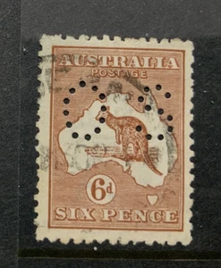 ,KANGAROO : 6d BROWN 3RD WMK Perf OS. F.USED…., - Picture 1 of 1