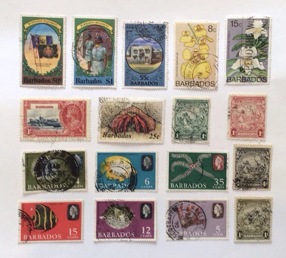 Estampillas usadas postales de Barbados, 17 estampillas diferentes Foto 1 de 1