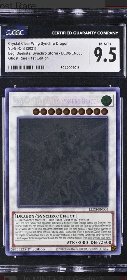 CGC 9.5 CRYSTAL CLEAR WING SYNCHRO DRAGON LED8-EN005 Ghost Rare Rarity - Image 1 of 1
