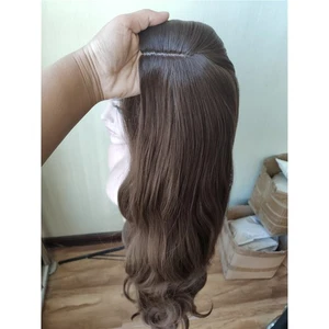 Parrucca da vestire capelli sintetici resistenti al calore lunga ondulata marrone cioccolato - Foto 1 di 9