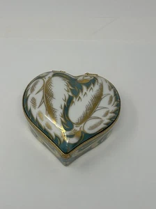 Tiffany Co Private Stock Le Tallac Hand Painted Heart Shape Trinket Box France - Picture 1 of 7