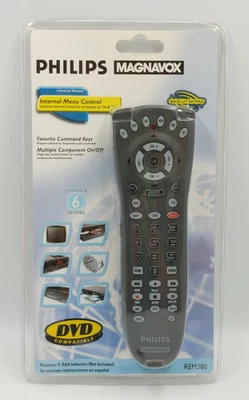 Universal Remote Control Back-Lit Keypad 6 Devices Philips Magnavox #REM380 - Image 1 of 4