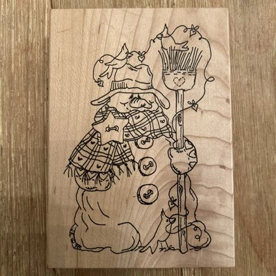 Estampillas de Judith Winter muñeco de nieve y escoba S-34 sello de goma de Navidad Foto 1 de 3