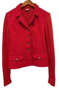 Blue Willi's Women's Red Hybrid Knit Sweater Logo Canvas Jacket sz. Medium - Picture 1 of 7