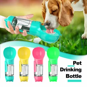 Portable Pet Water Drink Bottle Dog Food Bowl Dispenser Rubbish Disposal Bags - Picture 1 of 22