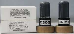 6V6GT\G-JAN Sylvania black coated Glass Made USA Amplitrex tested 1MP #1268018/9 - Bild 1 von 7