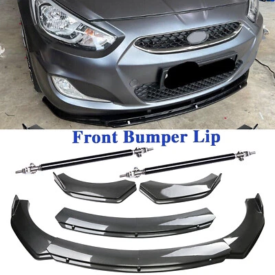 For Hyundai Accent Carbon Fiber Style Front Bumper Lip Spoiler Strut Rods - Image 1 of 4