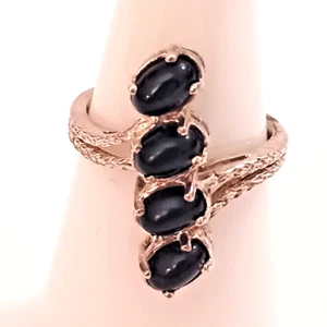 Damenring vier Steine schwarzer Onyx Sterling Größe 7 (1503) - Bild 1 von 4