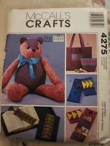 McCalls 4275 Fat Quarters Quilt Crafts Teddy Bear Bags Cases Uncut NIB  - Picture 1 of 2