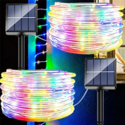 2 Pack 100LED Solar Tube String Lights Outdoor Rope Waterproof Wire Fairy Lights - Image 1 of 4
