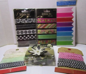 Mixed Lot of Embellishments - Baker's Twine, Labels, Vellum Flowers - NEW - Picture 1 of 6