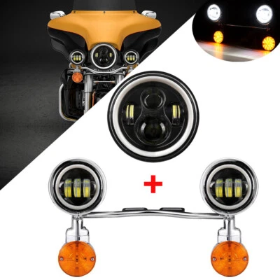 Faro LED de 7" y barra de luz antiniebla de paso para Kawasaki Vulcan 750 800 1600 1700 Foto 1 de 4