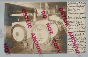 Frostburg MARYLAND RPPC 1908 INTERIOR POWER PLANT Engine Room PUMP HOUSE MD - Picture 1 of 3