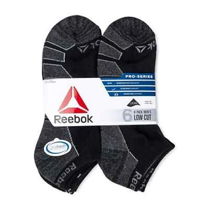 Reebok® Men's Pro-Series Cotton Low Cut Socks, 6-Pack NEW! "Black & White" - Picture 1 of 13