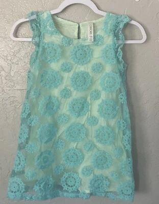 Cherokee Talla 7/8 Aqua Lima Encaje Niñas Vestido Flor Niña Boda Iglesia Foto 1 de 4