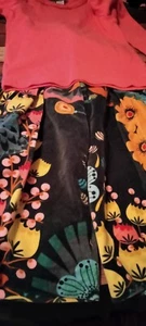 sz 4 girls pink shirt long sleeve/ multicolored suede wide leg pants spring - Picture 1 of 9