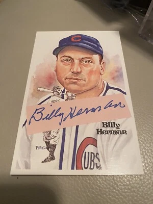BILLY HERMAN custom Autographed Signed AUTO Perez Steele Postcard Beckett BAS - Image 1 of 2