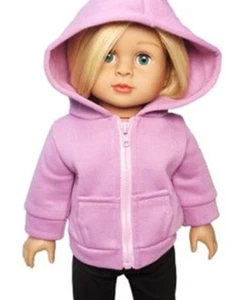 18-inch Doll Clothes Coat Lavender Sweatshirt Jacket Fits American Girl Dolls - Picture 1 of 3
