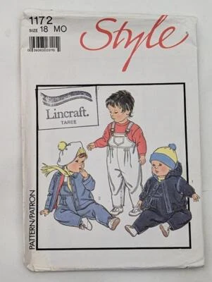 Vintage Sewing Pattern Style 1172 - Babbies lined Jacket +Dungarees 1986  sz 18 - Image 1 of 2