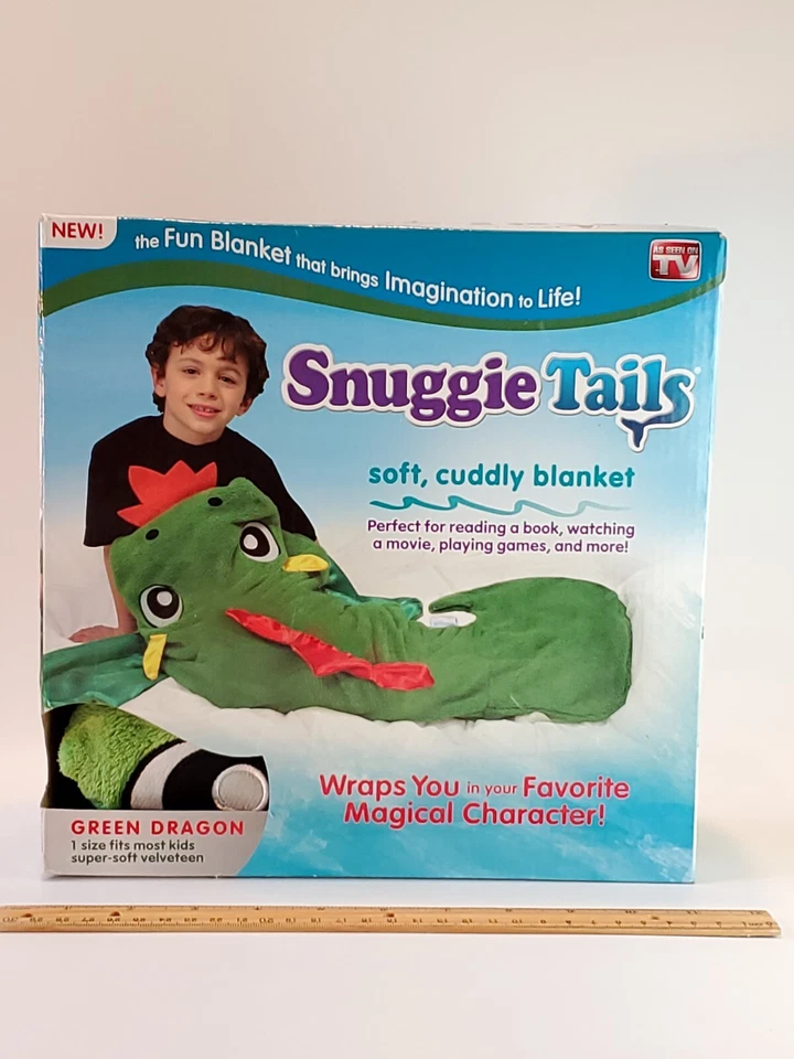 Snuggie Tails Fiery 绿龙柔软可爱毯子“电视上看到”全新带盒 — 第 1/4 张图片