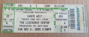 Kanye West Touch The Sky Tour Ticket Ye 2005 unbenutzt Liacouras Center - Bild 1 von 3
