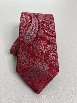 Corbata Sean John roja, gris patrón cachemir 100 % seda nueva sin etiquetas Foto 1 de 4