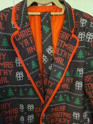 Blazer Solo en Casa MEDIANO Para Hombre Feo Navidad Suéter Vacaciones Chaqueta y Corbata Traje Foto 1 de 4