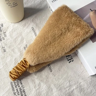 Fluffy Elastic Stretch Wide Head band Plush Hairband Ear Warmer Headbands Soft - Image 1 of 4